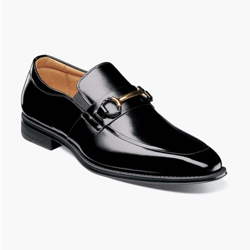 Stacy Adams Black Leather Bit Slip-On Loafers